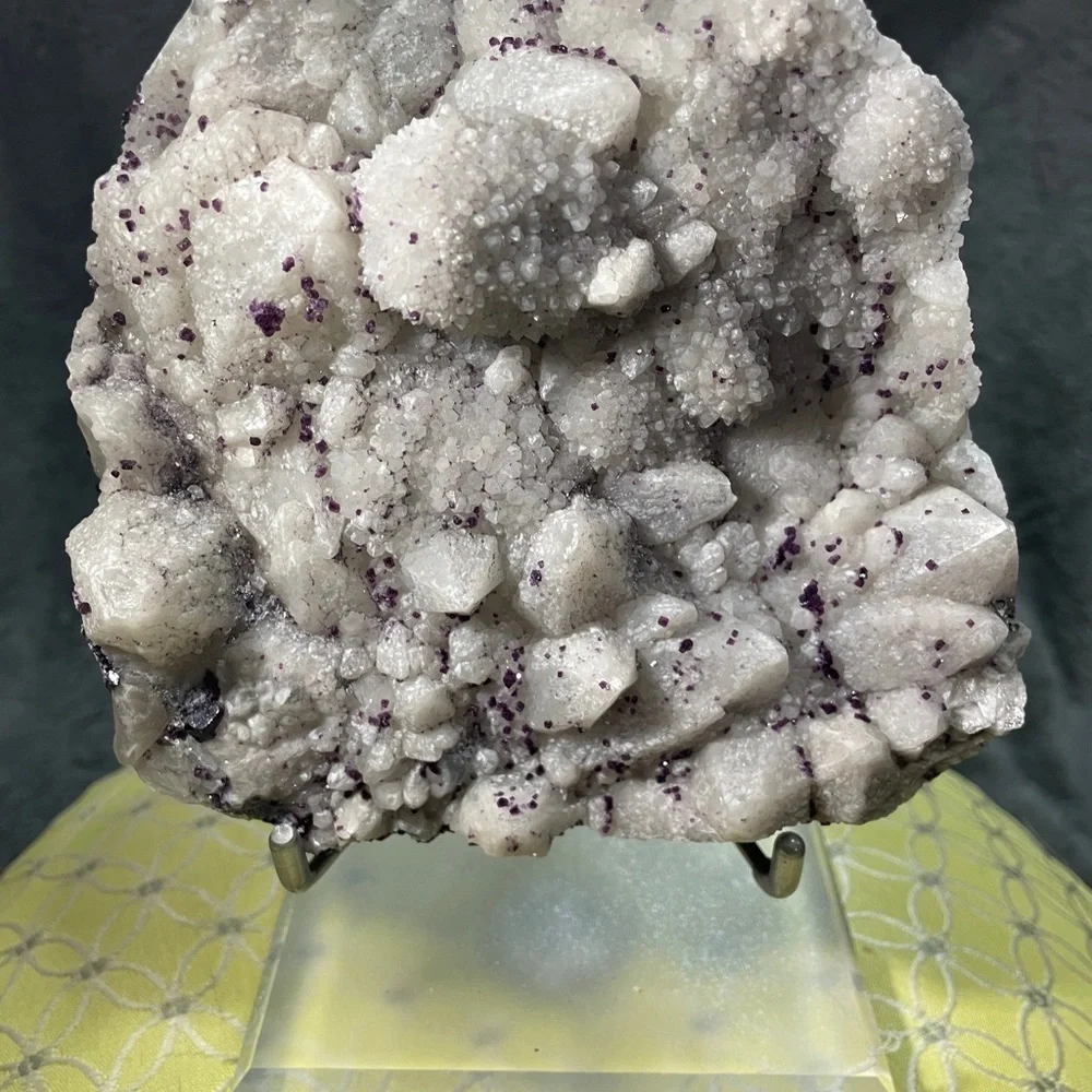 XL CANDLE QUARTZ CLUSTER 6”x5”x3”thick GORGEOUS GREY W- PURPLE “SPARKLES” - Picture 3 of 9